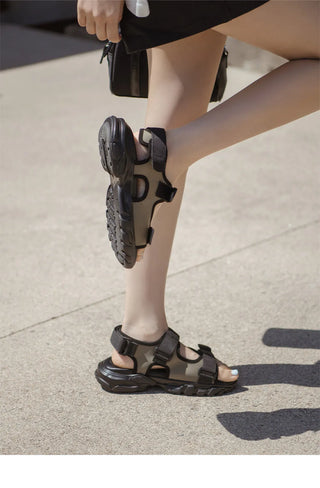 Flue Velcro Strap Platform Sandals 4cm