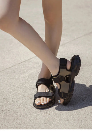 Flue Velcro Strap Platform Sandals 4cm