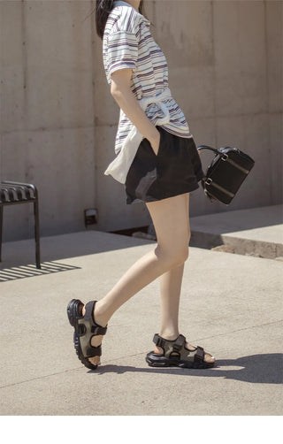 Flue Velcro Strap Platform Sandals 4cm