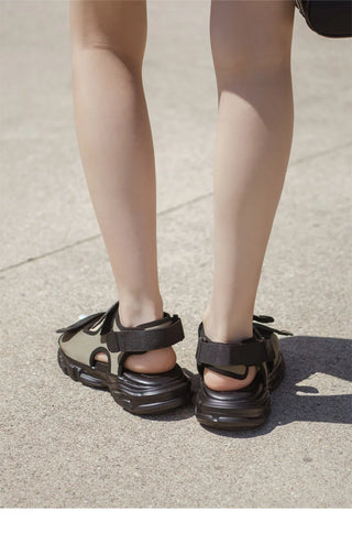Flue Velcro Strap Platform Sandals 4cm
