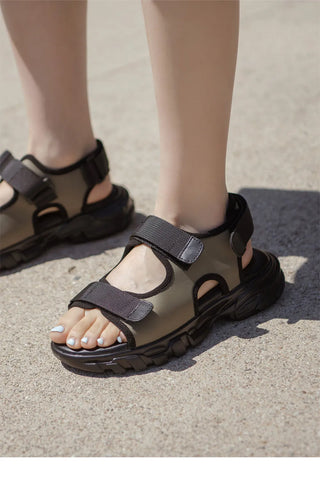 Flue Velcro Strap Platform Sandals 4cm