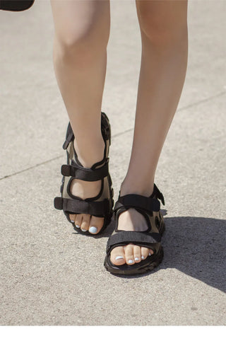 Flue Velcro Strap Platform Sandals 4cm