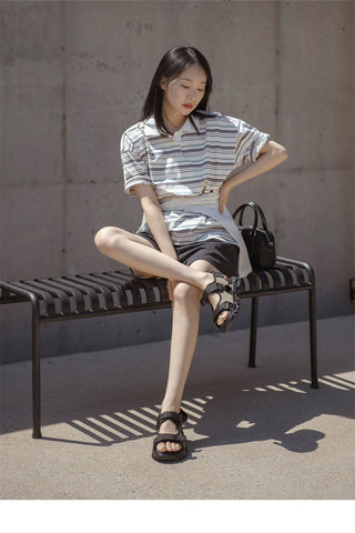 Flue Velcro Strap Platform Sandals 4cm