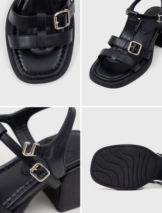 Reviz T-Strap Platform Sandals 6cm
