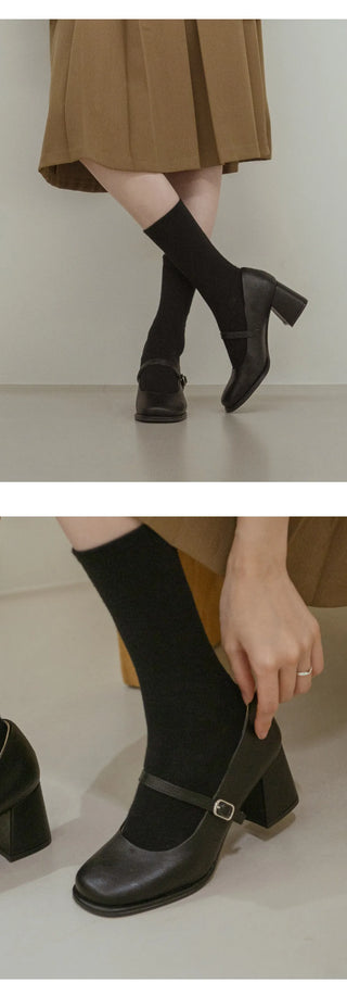Jewned Cowhide Mary Jane Pumps 6cm