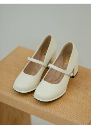 Jewned Cowhide Mary Jane Pumps 6cm