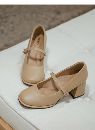 Jewned Cowhide Mary Jane Pumps 6cm