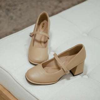 Jewned Cowhide Mary Jane Pumps 6cm