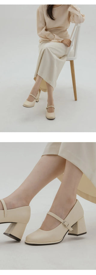 Jewned Cowhide Mary Jane Pumps 6cm