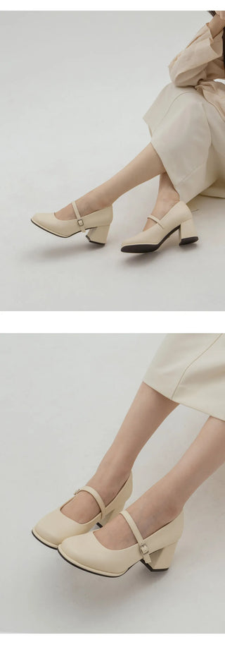 Jewned Cowhide Mary Jane Pumps 6cm