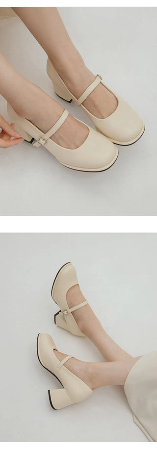 Jewned Cowhide Mary Jane Pumps 6cm