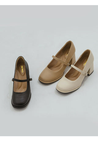 Jewned Cowhide Mary Jane Pumps 6cm