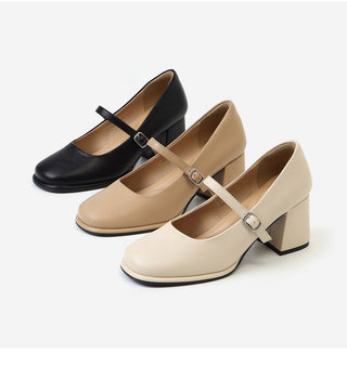 Jewned Cowhide Mary Jane Pumps 6cm