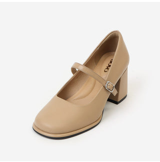 Jewned Cowhide Mary Jane Pumps 6cm