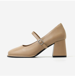 Jewned Cowhide Mary Jane Pumps 6cm
