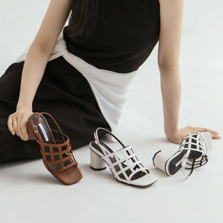 Theo Square Strap Sandals 6cm