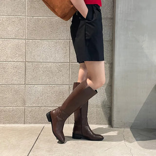 Morse Square Basic Wide Long Boots 4cm
