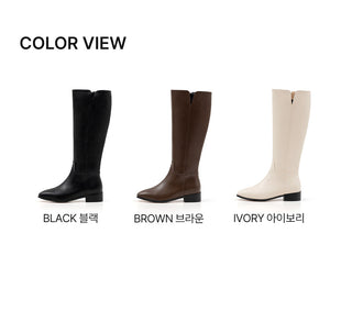 Morse Square Basic Wide Long Boots 4cm
