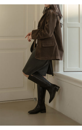 Morse Square Basic Wide Long Boots 4cm