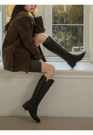 Morse Square Basic Wide Long Boots 4cm