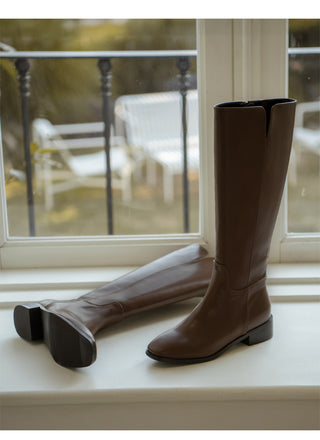Morse Square Basic Wide Long Boots 4cm
