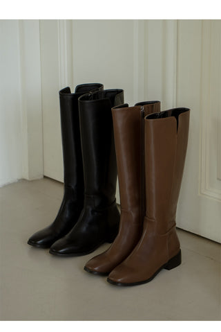 Morse Square Basic Wide Long Boots 4cm