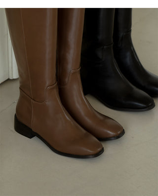 Morse Square Basic Wide Long Boots 4cm