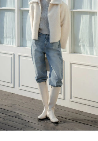Morse Square Basic Wide Long Boots 4cm