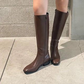 Morse Square Basic Wide Long Boots 4cm