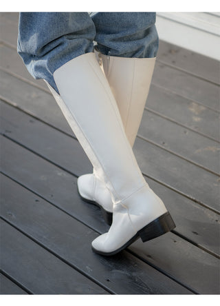 Morse Square Basic Wide Long Boots 4cm
