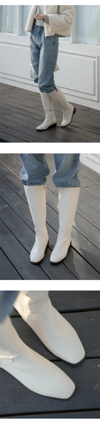 Morse Square Basic Wide Long Boots 4cm