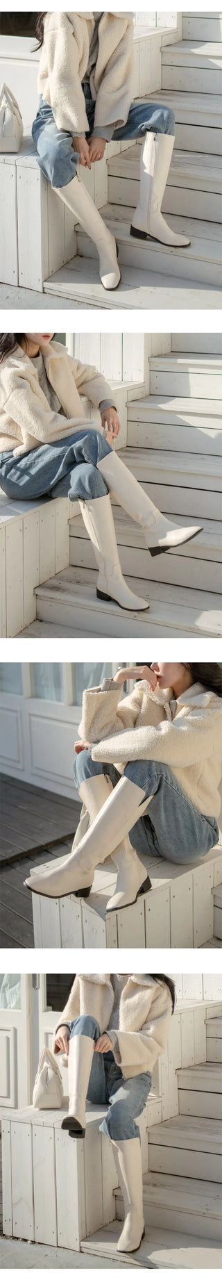 Morse Square Basic Wide Long Boots 4cm