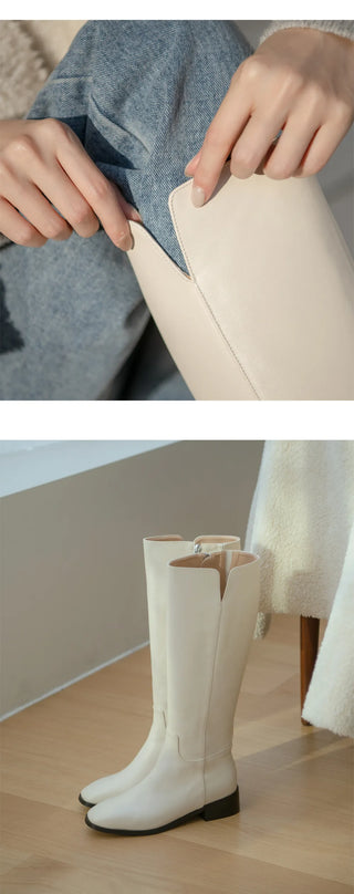Morse Square Basic Wide Long Boots 4cm
