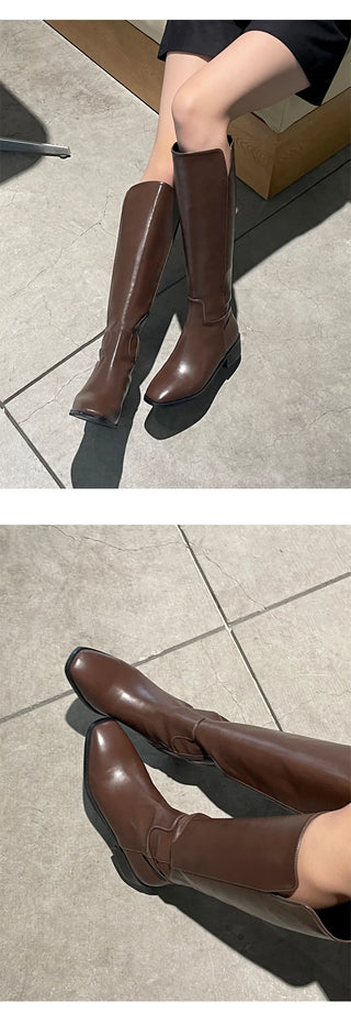 Morse Square Basic Wide Long Boots 4cm