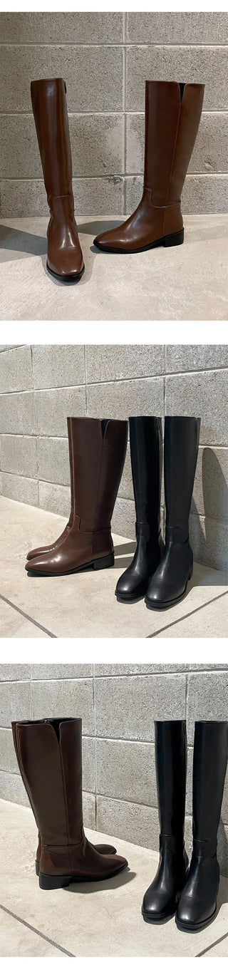 Morse Square Basic Wide Long Boots 4cm
