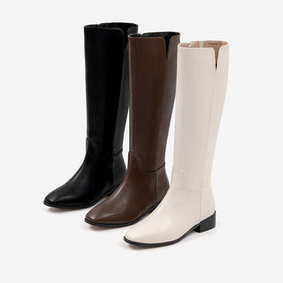 Morse Square Basic Wide Long Boots 4cm