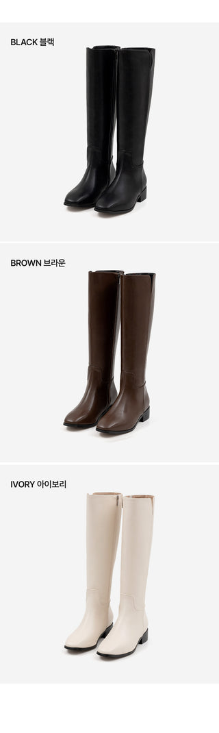 Morse Square Basic Wide Long Boots 4cm