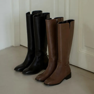 Morse Square Basic Wide Long Boots 4cm