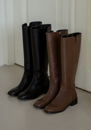 Morse Square Basic Wide Long Boots 4cm