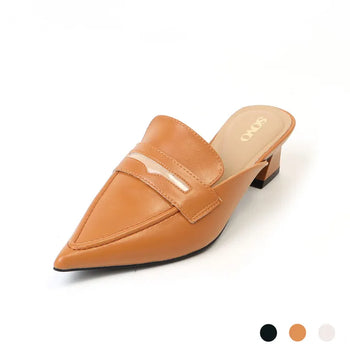 Buniche Cowhide Stiletto Loafers Mules Slippers 4cm