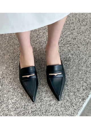 Buniche Cowhide Stiletto Loafers Mules Slippers 4cm