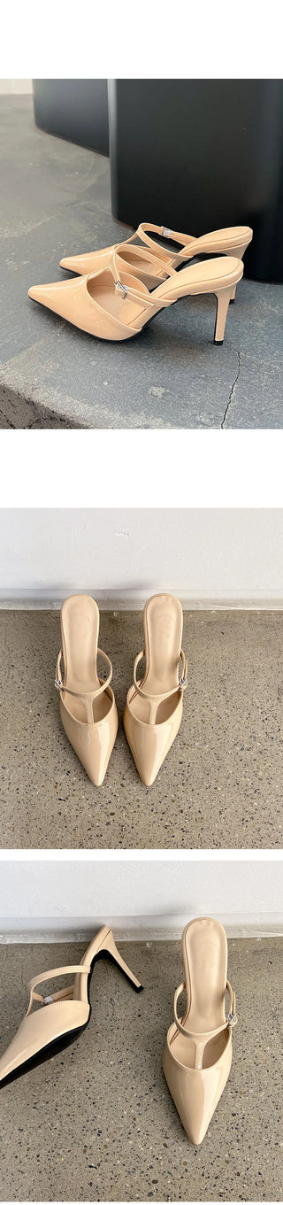 Muray Stiletto Strap Mule Slippers 8cm