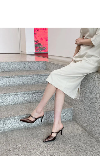 Muray Stiletto Strap Mule Slippers 8cm