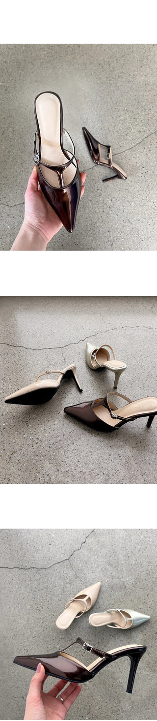 Muray Stiletto Strap Mule Slippers 8cm