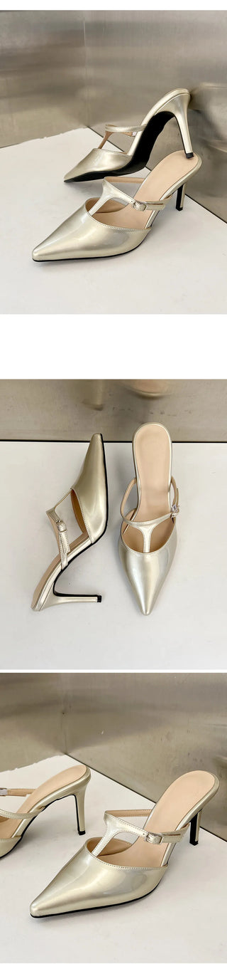 Muray Stiletto Strap Mule Slippers 8cm