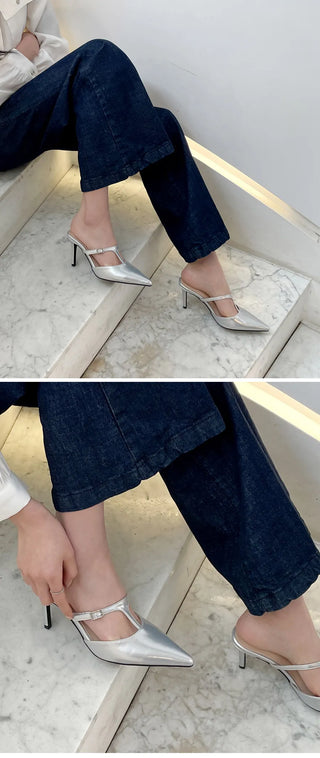 Muray Stiletto Strap Mule Slippers 8cm