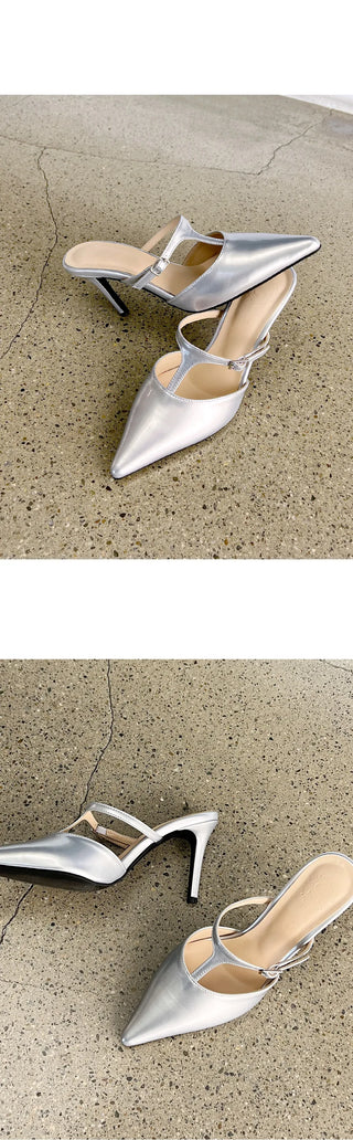 Muray Stiletto Strap Mule Slippers 8cm