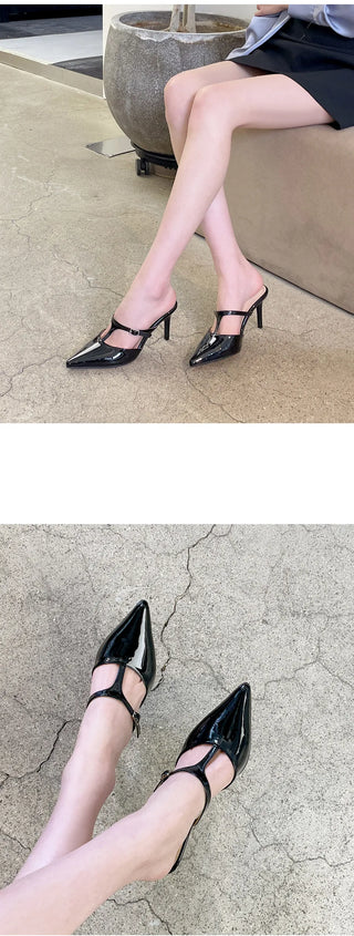 Muray Stiletto Strap Mule Slippers 8cm