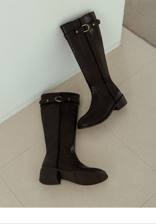 Believe Belt Mid-heel Long Boots 5cm