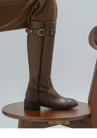 Believe Belt Mid-heel Long Boots 5cm